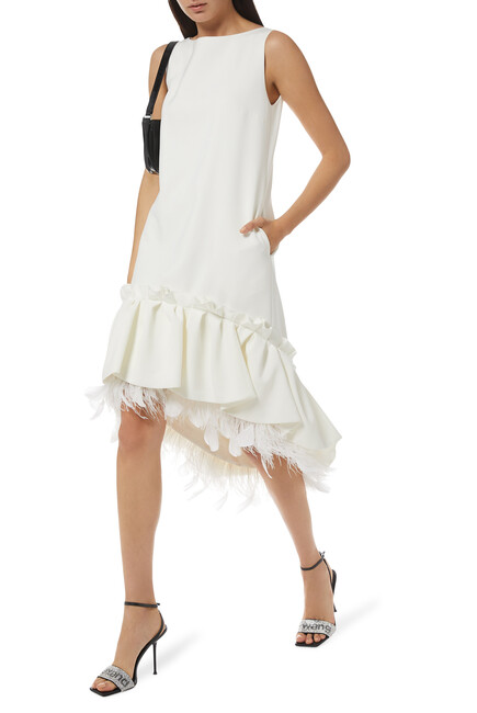 Jodie Feather-Trimmed Flounce Dress